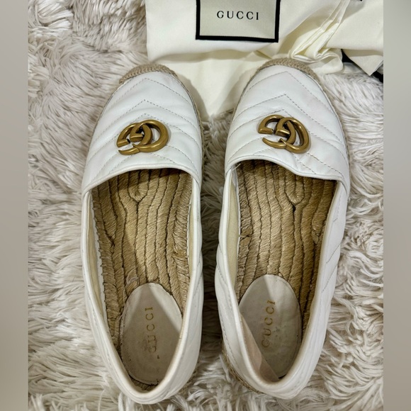Gucci GG Marmont Women's Espadrille Wedge Sandals White Size 37 - Picture 7 of 13